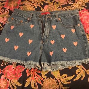 Heart Print Jean Shorts